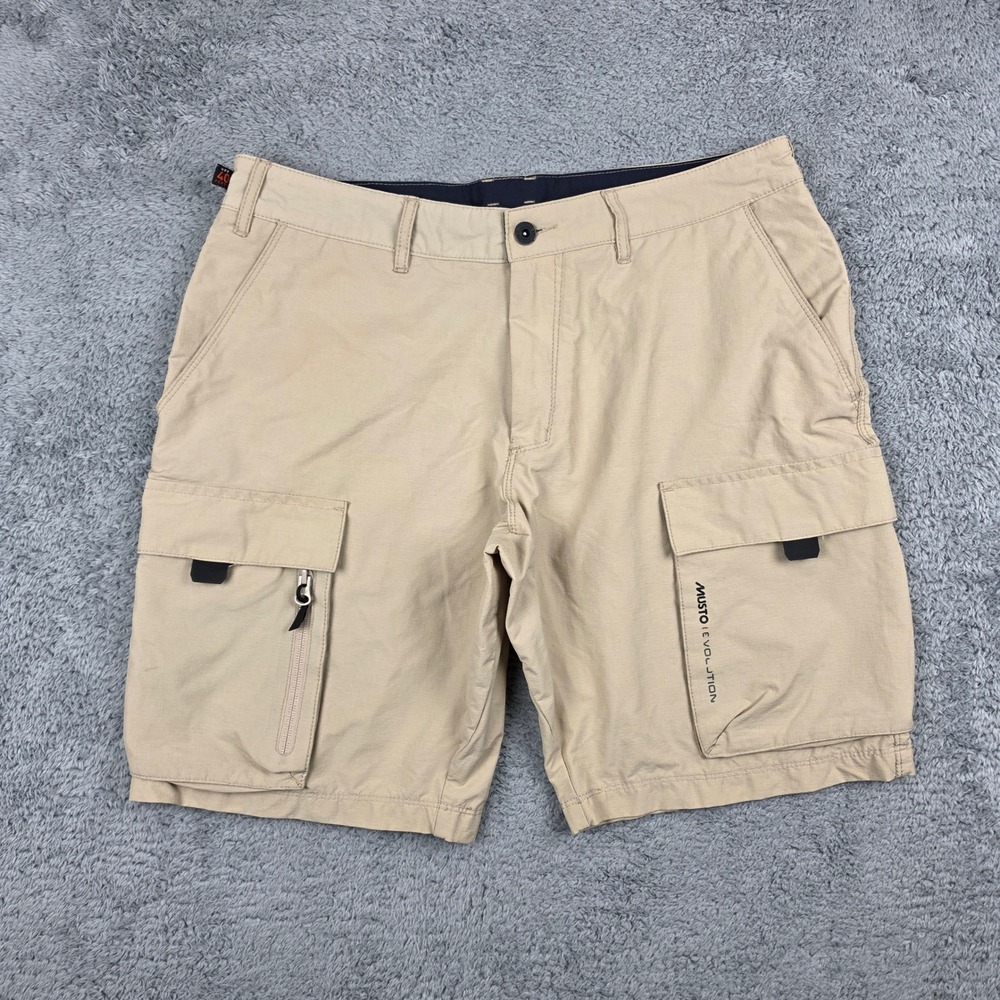 Musto Evolution Cargo Shorts Mens 34 Tan Ripstop UPF 40 Sailing Hiking Outdoor